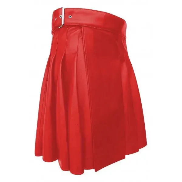 Men's Faux Leather Pleated Skirt