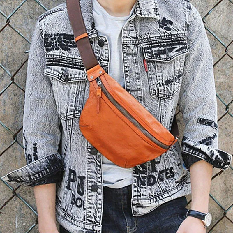 Mens Genuine Leather Sling Bag