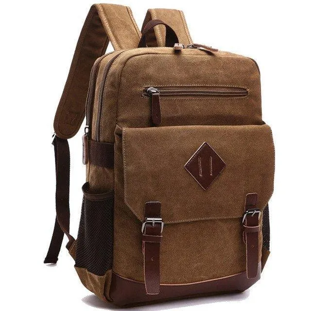 Mens Large Vintage Canvas Backpack Laptop Bag
