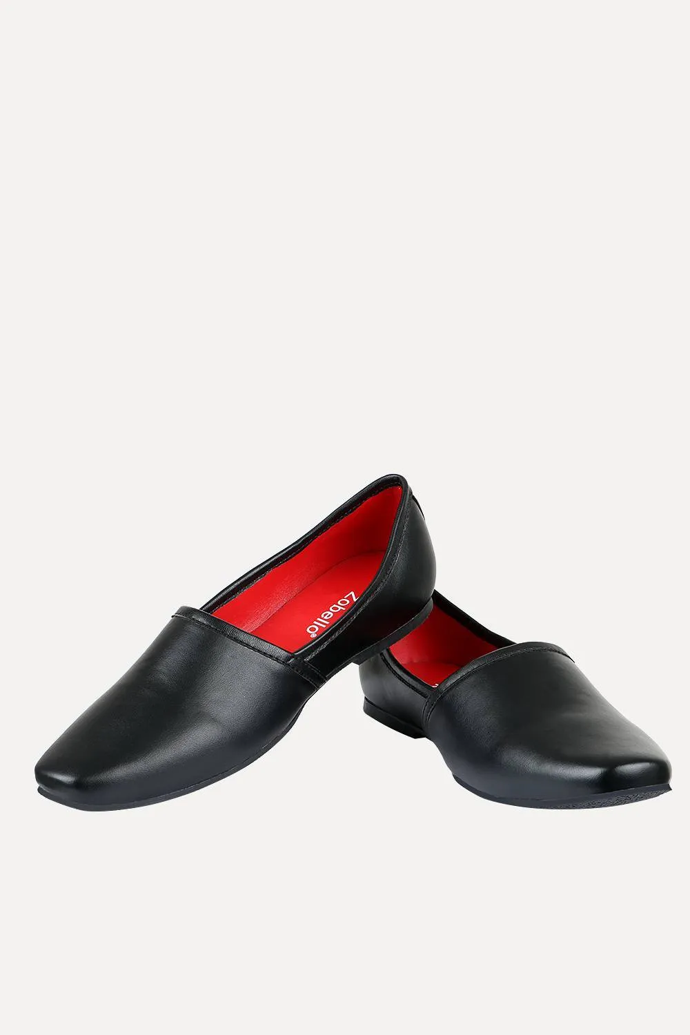 Men's Solid Black Faux Leather Juttis