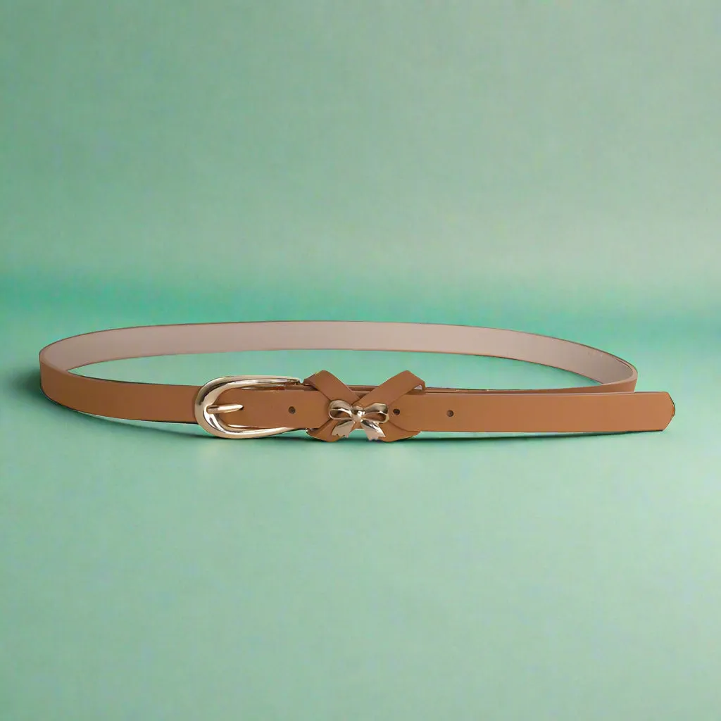 Metal Bow Belt Brown