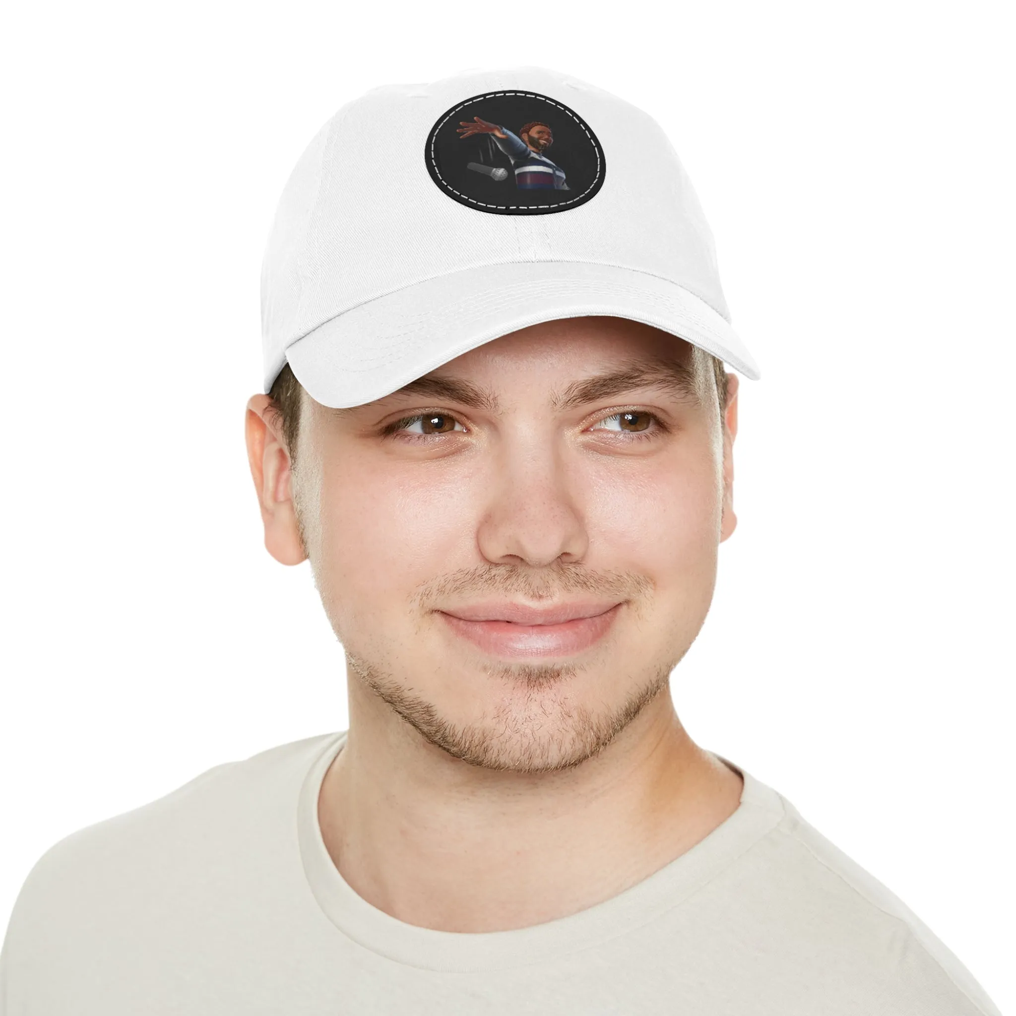 Mic Drop Present Dad Hat with Leather Patch (Round)