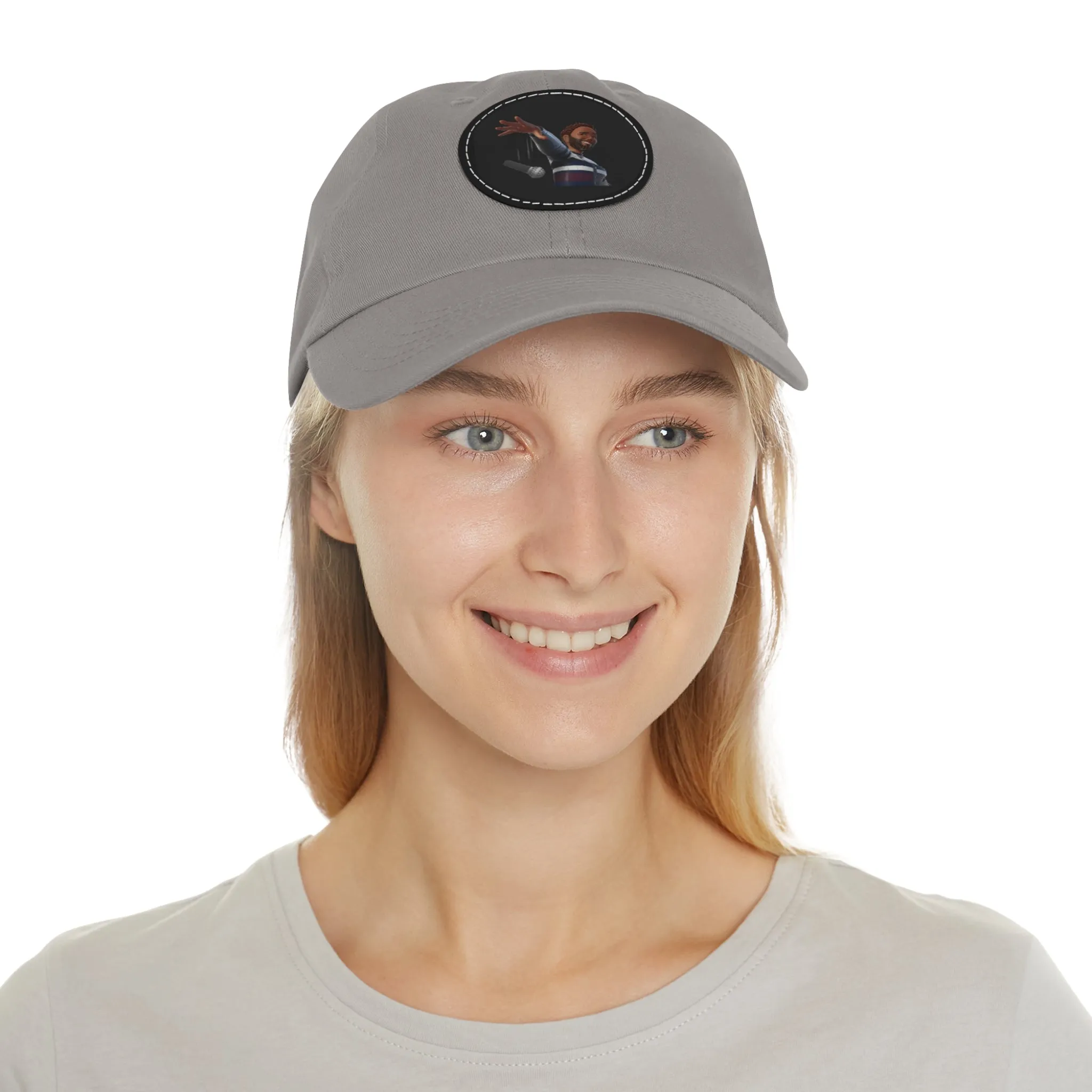 Mic Drop Present Dad Hat with Leather Patch (Round)