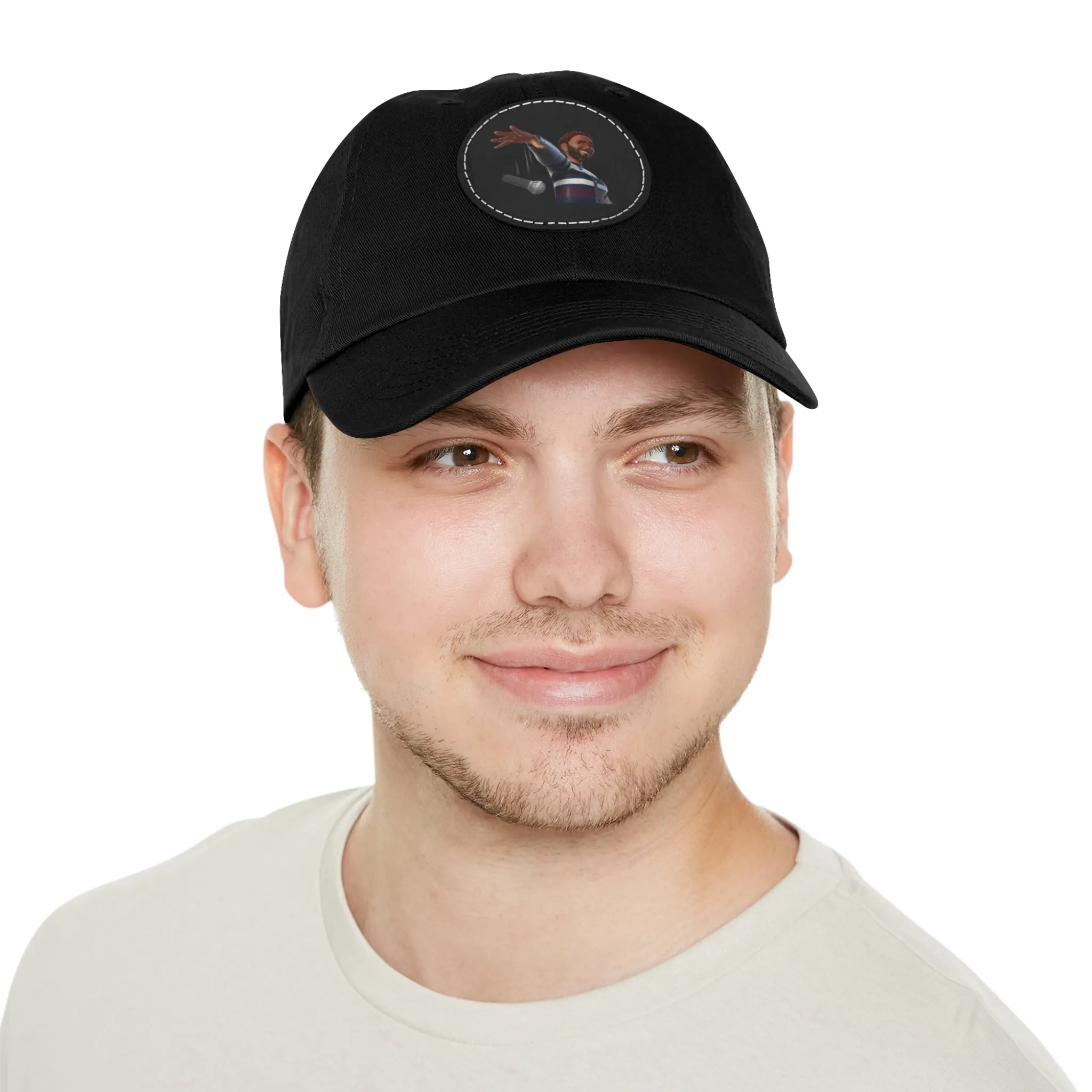 Mic Drop Present Dad Hat with Leather Patch (Round)