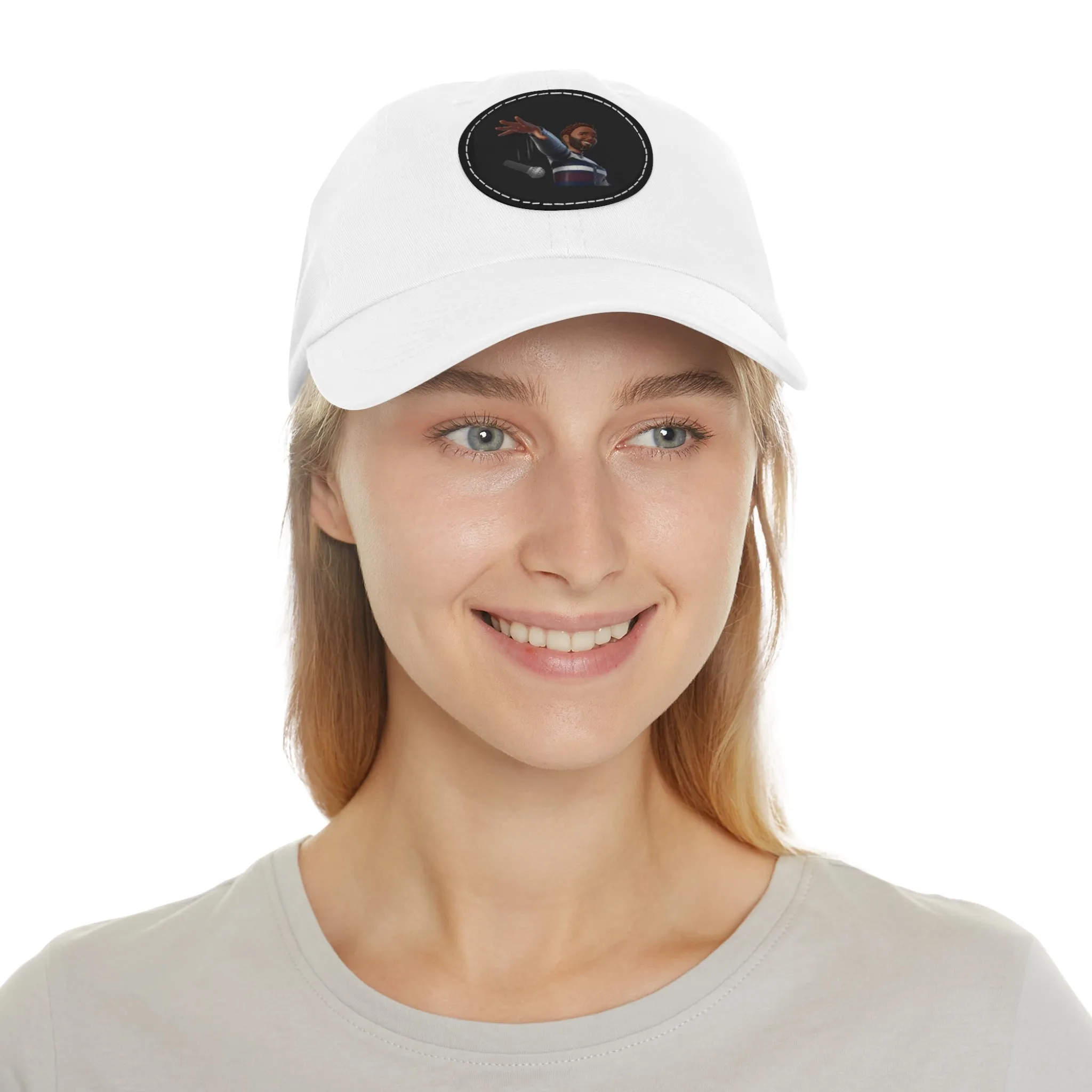 Mic Drop Present Dad Hat with Leather Patch (Round)