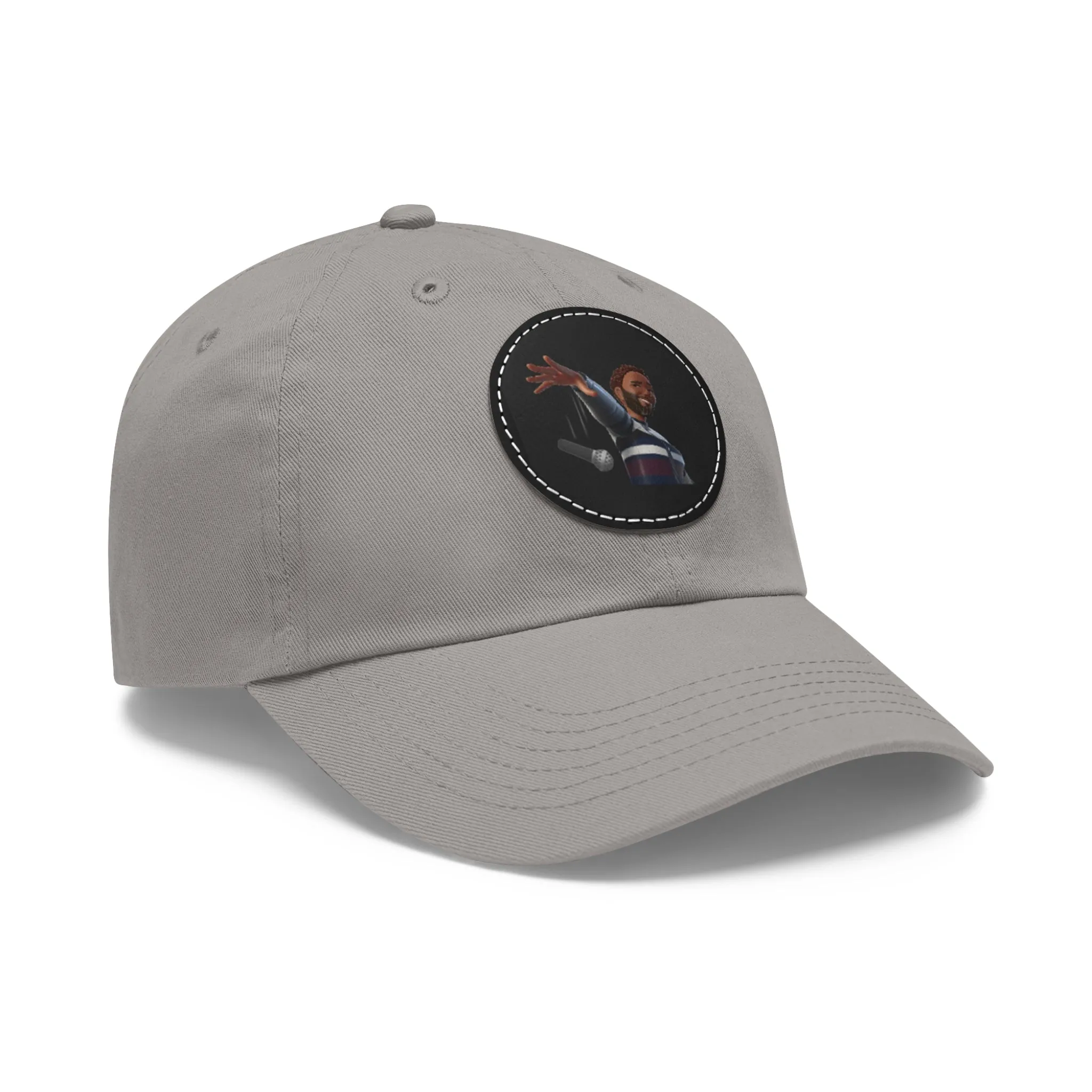 Mic Drop Present Dad Hat with Leather Patch (Round)