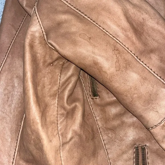 Michael Kors Tan Leather Moto Jacket Size Medium