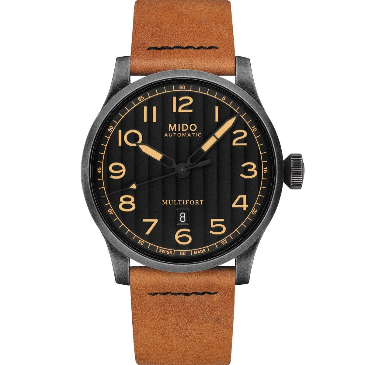 Mido Multifort Escape Horween Special Edition 44mm Watch Automatic Black Steel Finish Pvd Black Antique Safe M032.607.36.050.99