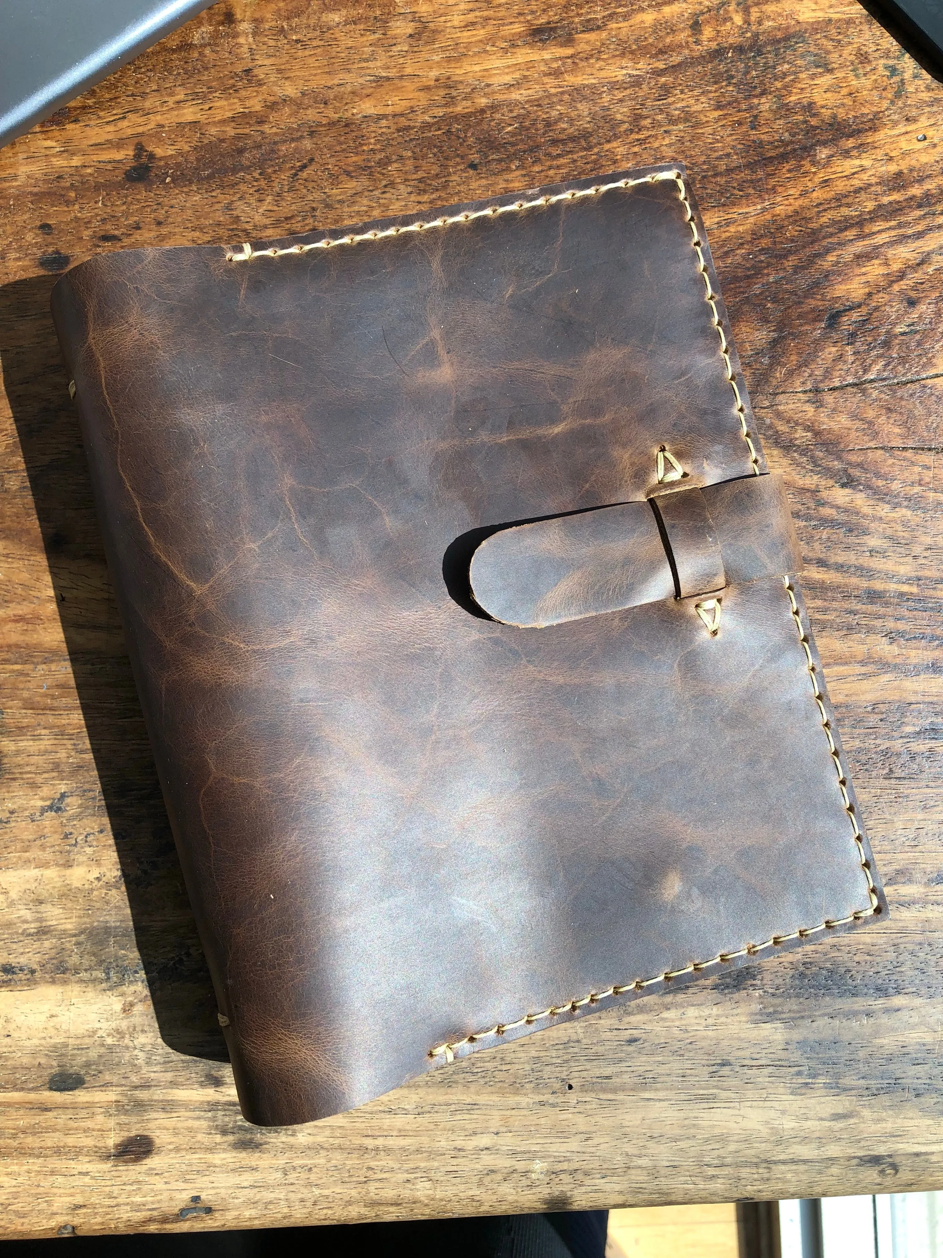 Mini ring binder, Small 3 ring notebook, 3 pocket leather binder, Customizable binders made by hand