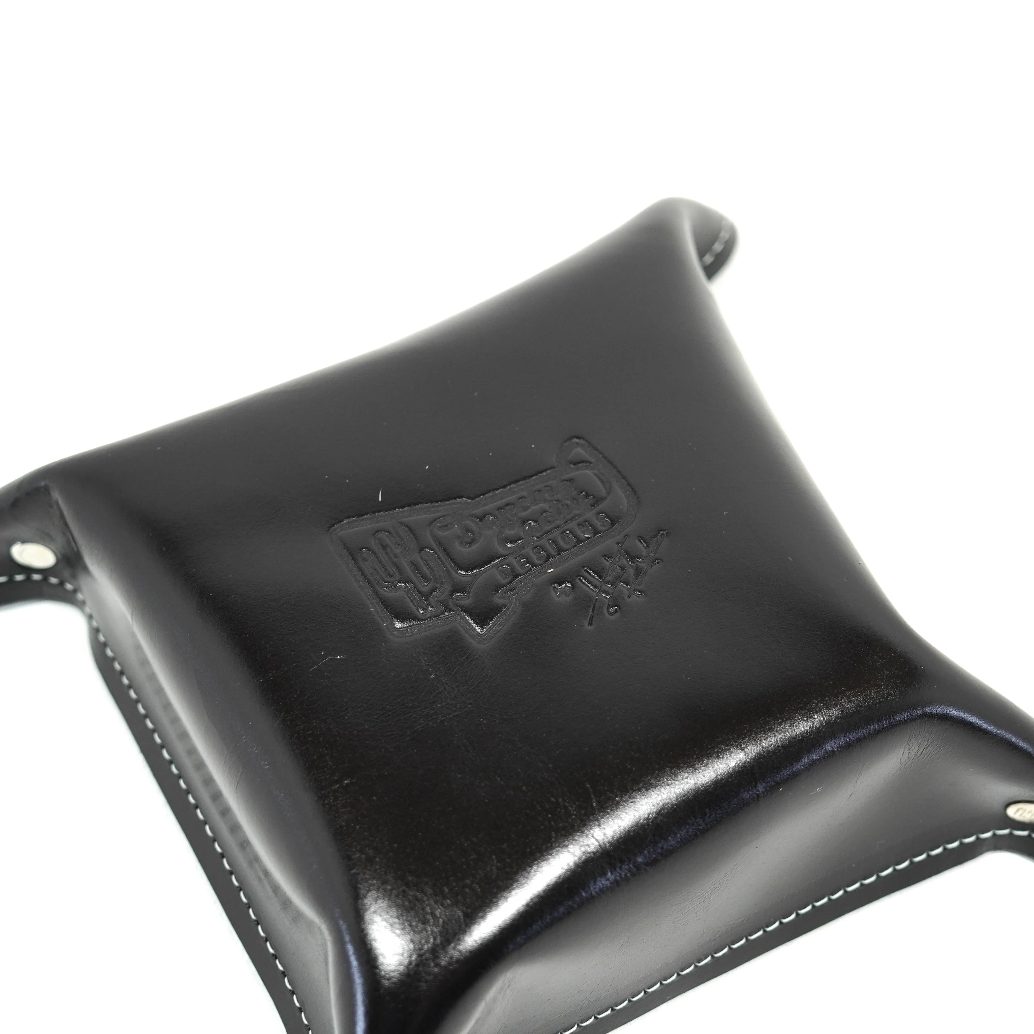 Mini Tray - Glossed Black Leather w/ Two-Tone Brindle