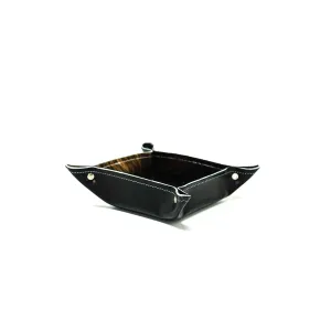Mini Tray - Glossed Black Leather w/ Two-Tone Brindle