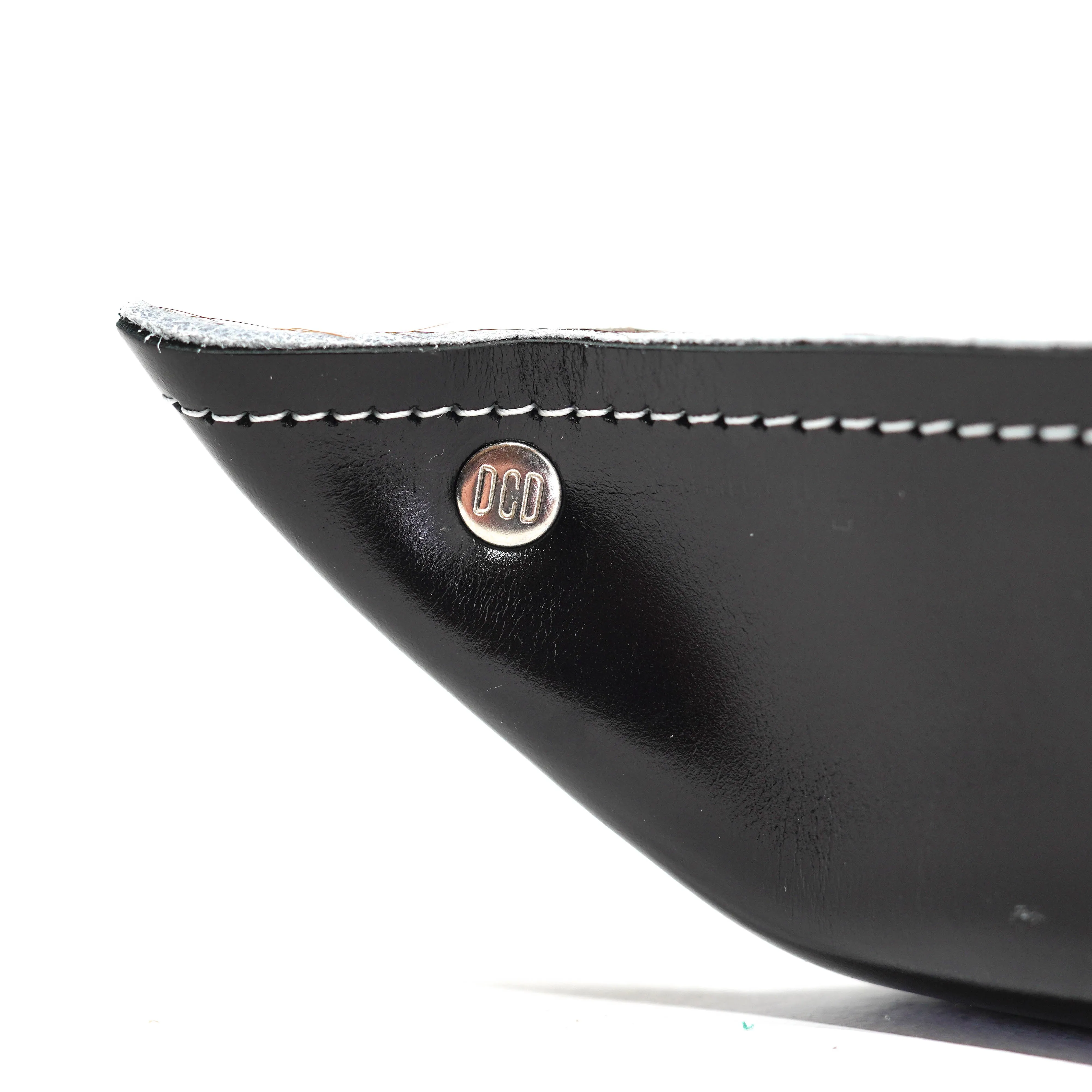 Mini Tray - Glossed Black Leather w/ Two-Tone Brindle