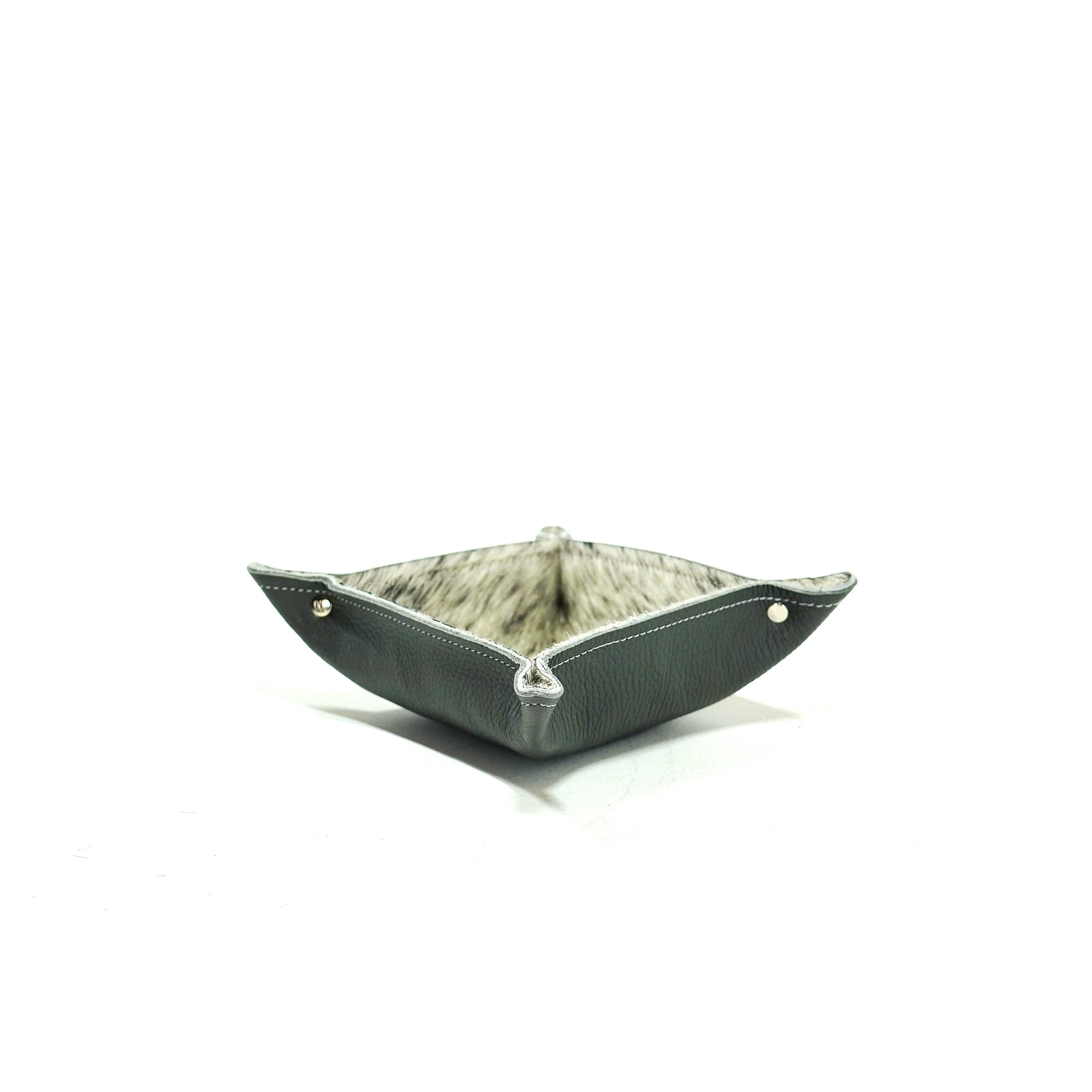 Mini Tray - Pebbled Lead Leather w/ Light Brindle