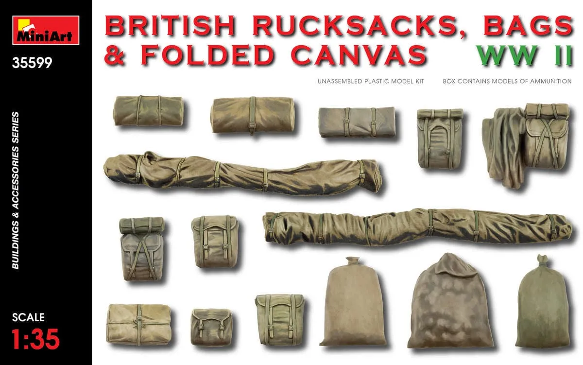 MiniArt - 1/35 British Rucksacks, Bags & Folded Canvas WW2
