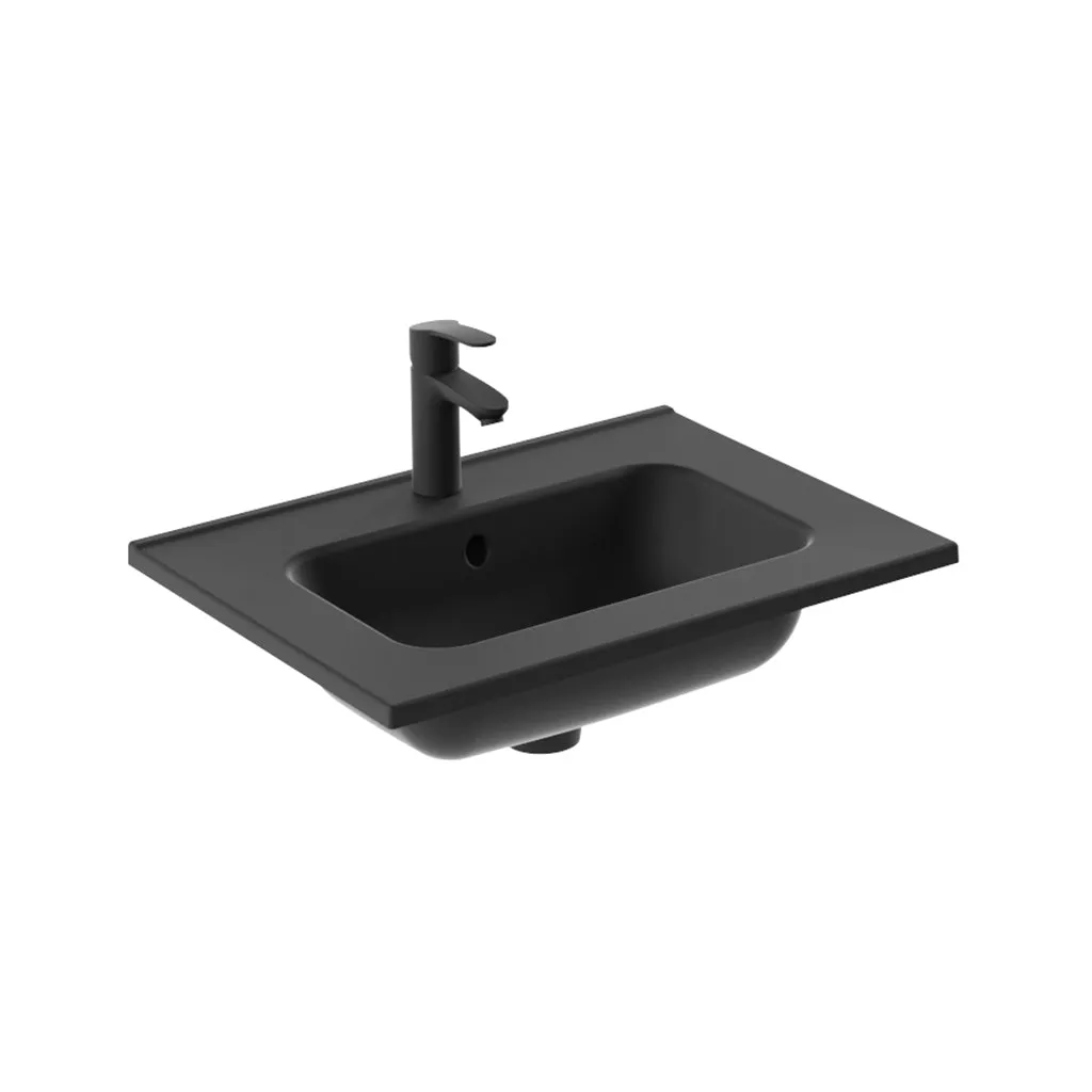 Mio 2 Drawers Bathroom Vanity with Ceramic Sink - Wall Mount - 24" Particle Board Laminated/Sand Matt