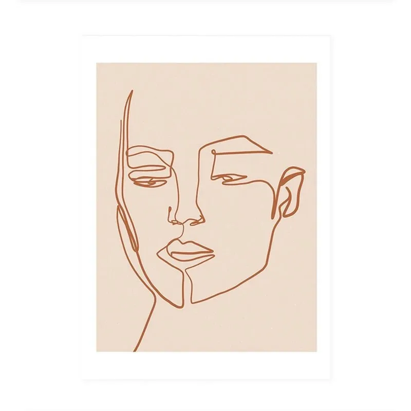 Modern Boho Style Abstract Face Line