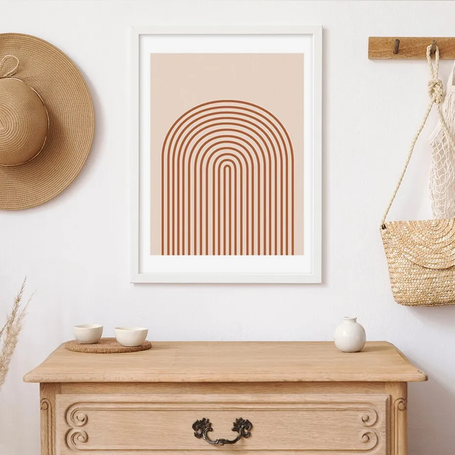 Modern Boho Style Abstract Face Line
