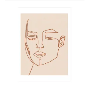 Modern Boho Style Abstract Face Line
