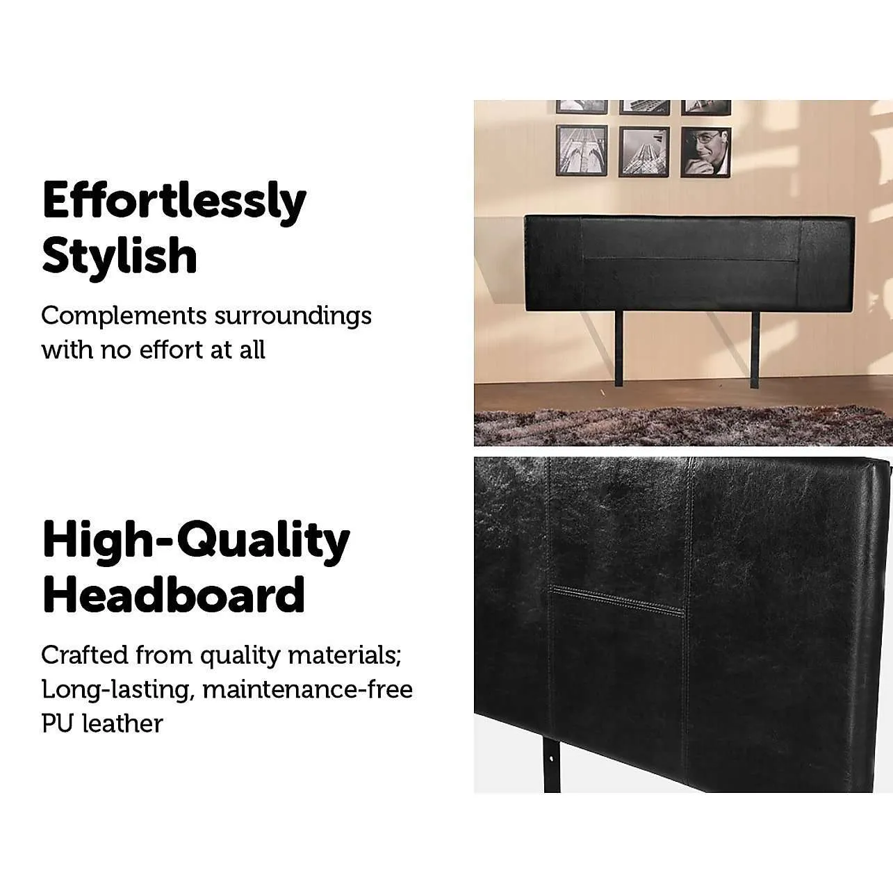Modern PU Leather Bedhead - 3 Colours