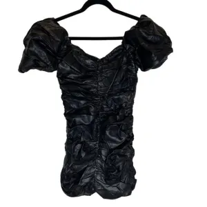 Naked Wardrobe Runway Ruched Faux Leather Dress - Size Small