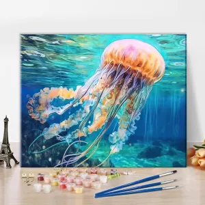 NEW 16x20 TUMOVO Paint By Numbers For Adults Beginner Jellyfish Paint-by-Numbers Wild Marine Animals Paint By Number Kits DIY Paint By Numbers Adult Paint By Number Kits On Canvas Home Decor Unframed
