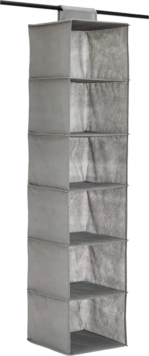 New Amazon Basics 6-Tier Hanging Shelf Closet Storage Organizer, Grey!