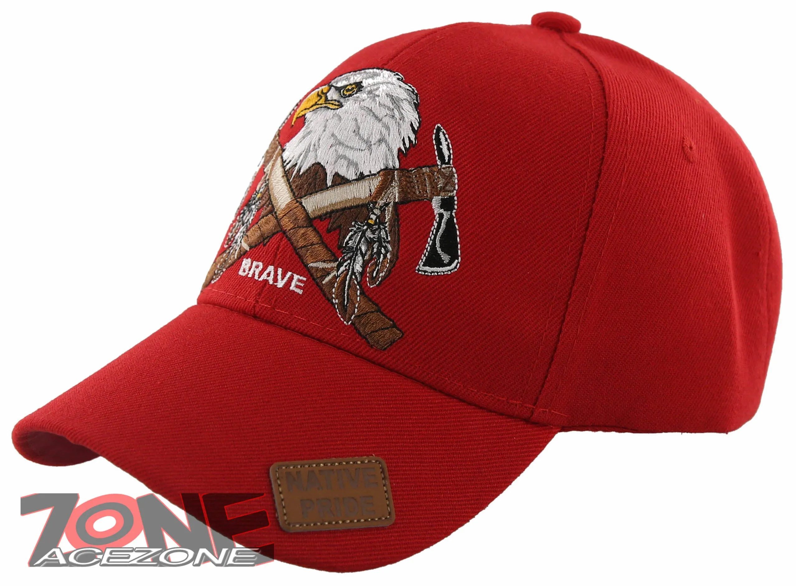 NEW! NATIVE PRIDE BRAVE AXE EAGLE BASEBALL CAP HAT RED