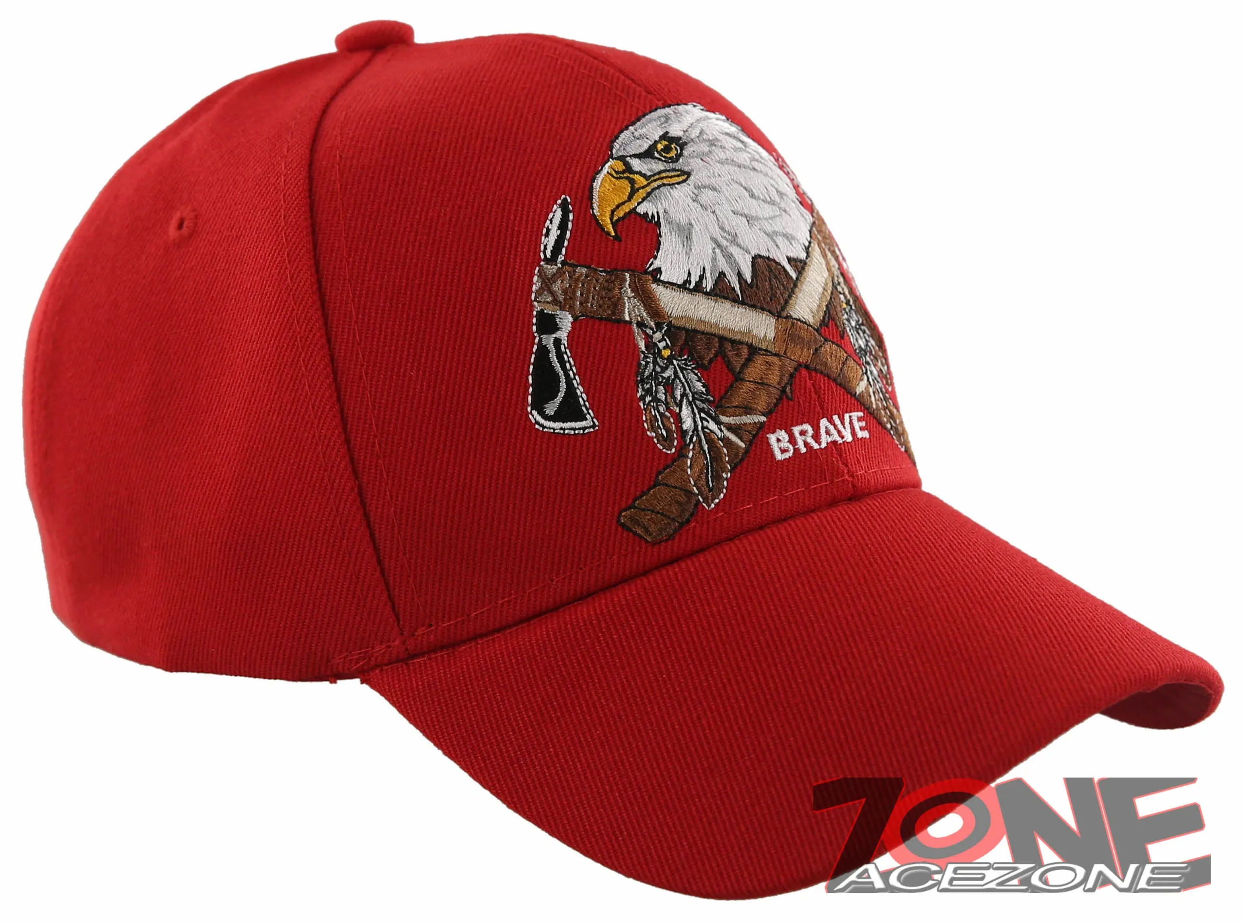 NEW! NATIVE PRIDE BRAVE AXE EAGLE BASEBALL CAP HAT RED