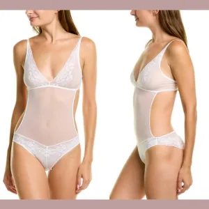 NEW‎ Natori [ XL ] Cherry Blossom Convertible Mesh Bodysuit in White