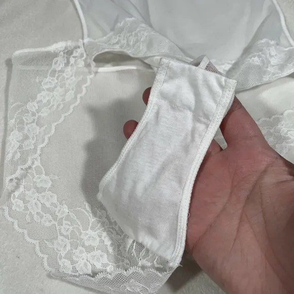 NEW‎ Natori [ XL ] Cherry Blossom Convertible Mesh Bodysuit in White