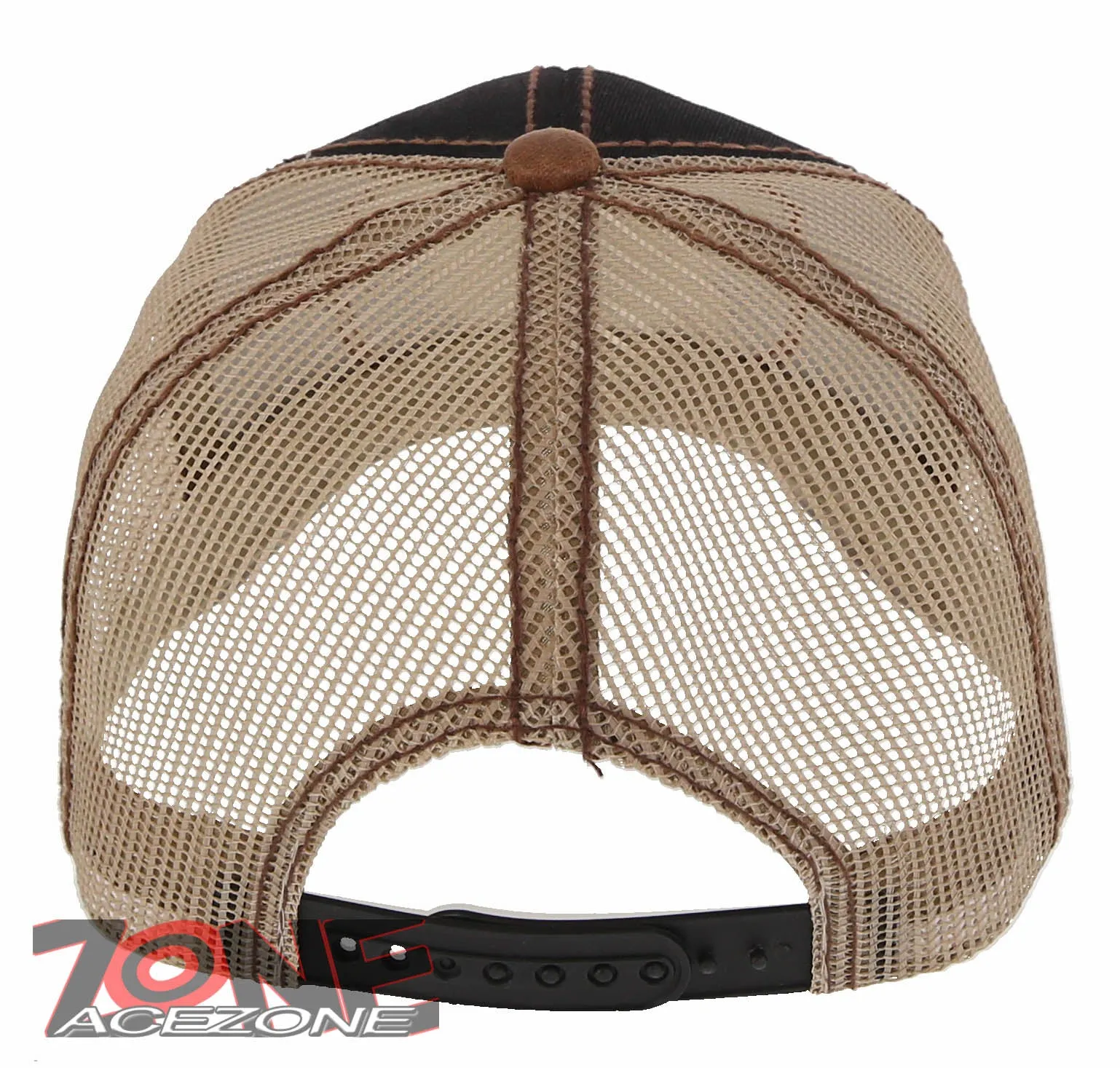 NEW! RODEO HORSE SHOE STAR MESH TRUCKER SNAPBACK BASEBALL CAP HAT BLACK TAN