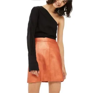 NEW TOPSHOP mini faux leather skirt in orange