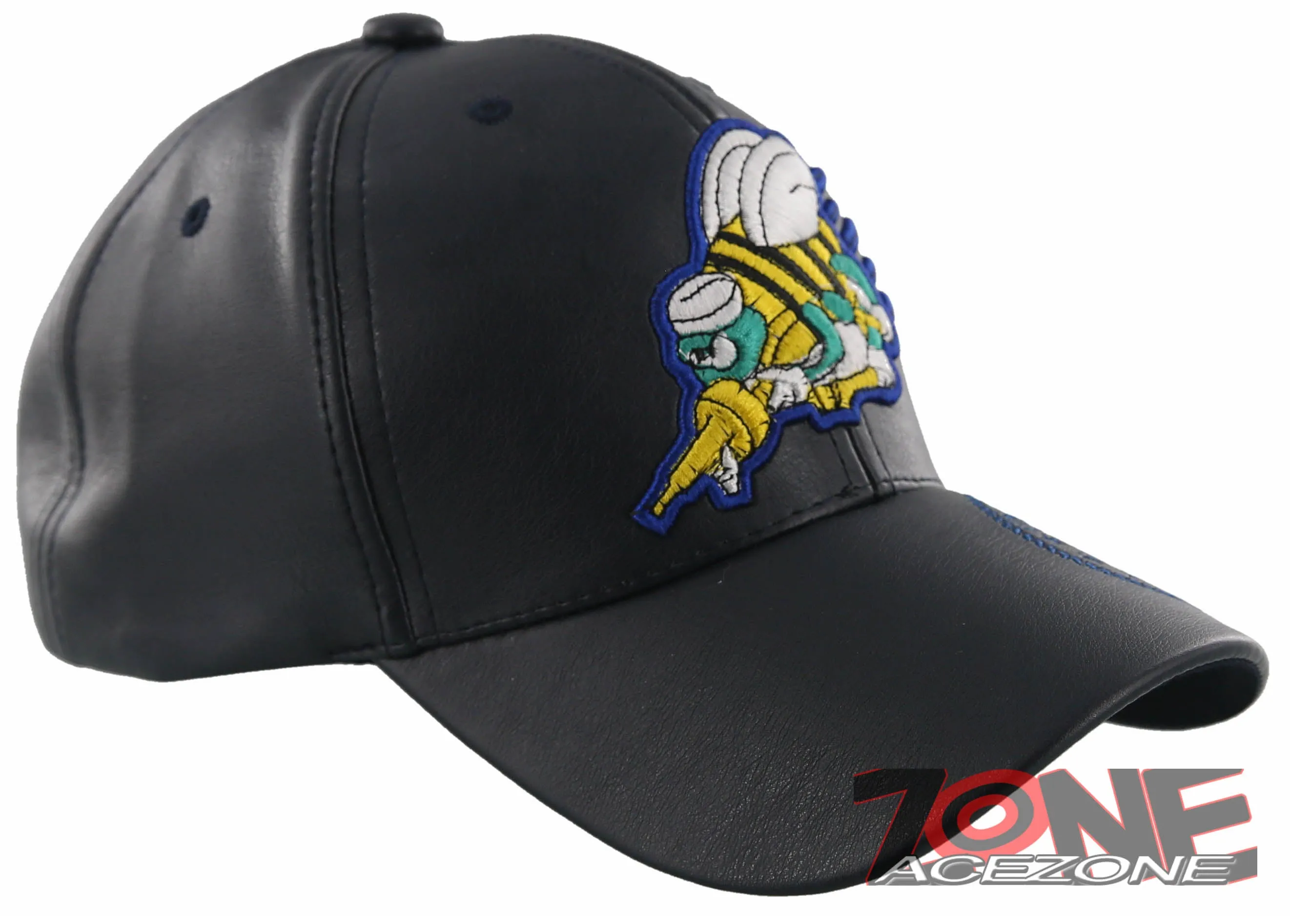 NEW! US NAVY USN SEABEES FAUX LEATHER BALL CAP HAT NAVY