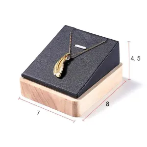 New Wooden Jewelry Pendant Necklace Display Stand Holder PU Velvet Women Shopwindow Wedding Organizer Trays Box