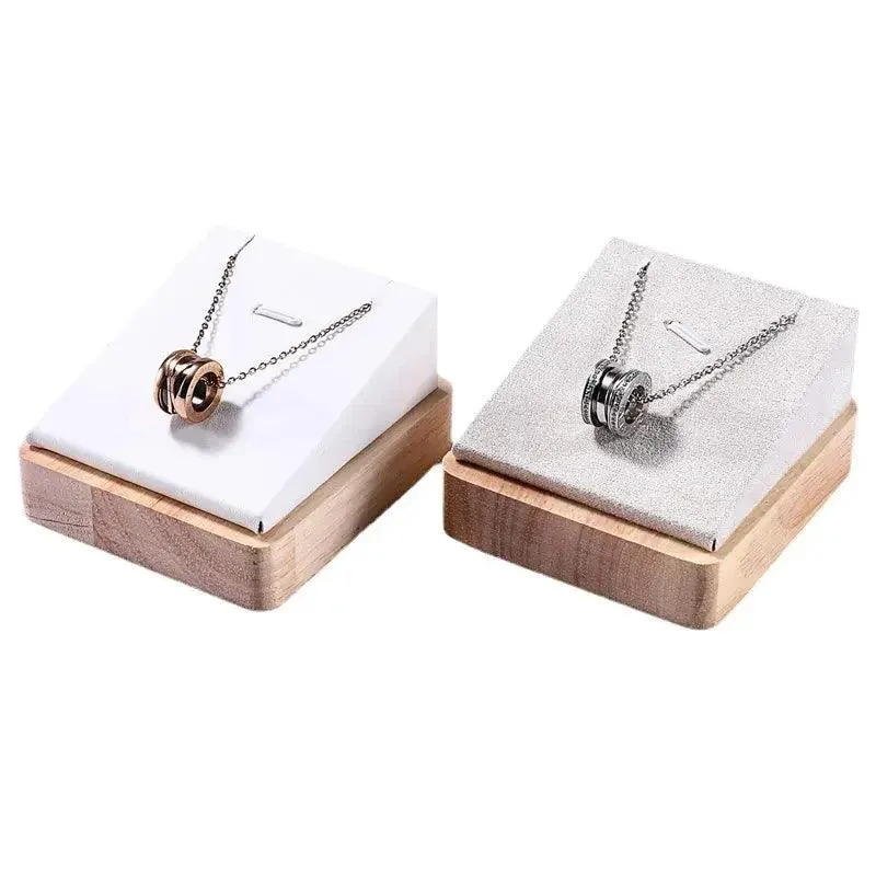New Wooden Jewelry Pendant Necklace Display Stand Holder PU Velvet Women Shopwindow Wedding Organizer Trays Box