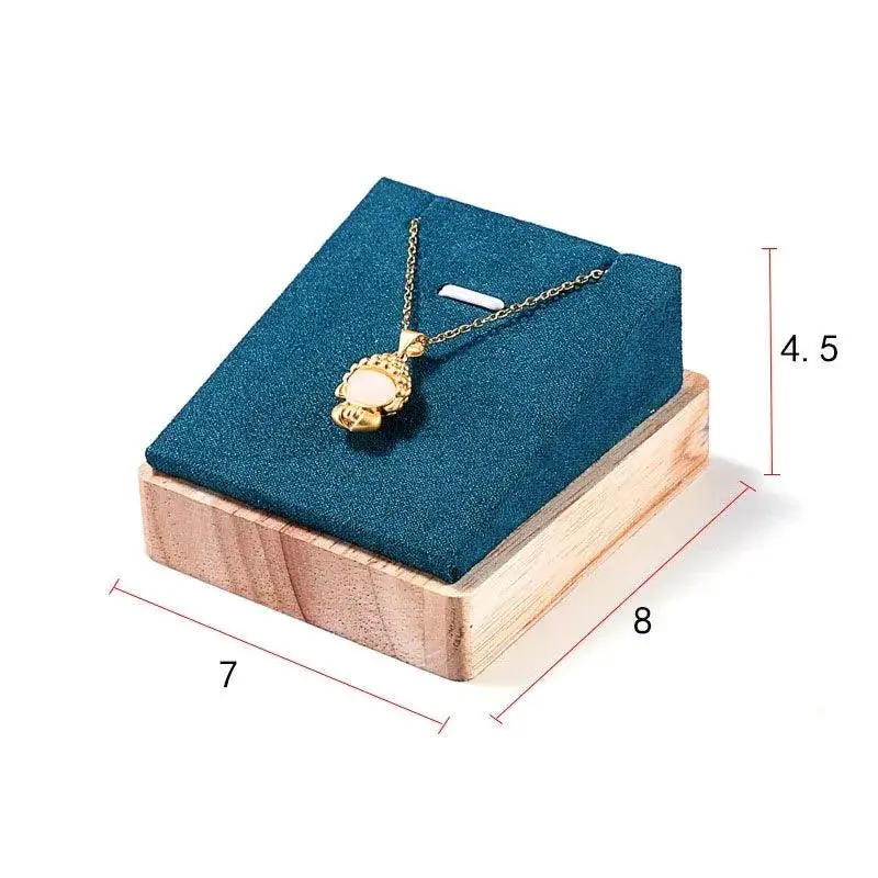 New Wooden Jewelry Pendant Necklace Display Stand Holder PU Velvet Women Shopwindow Wedding Organizer Trays Box