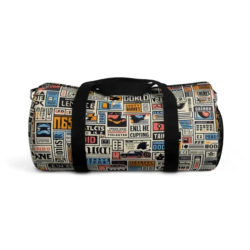 Newspaper Pattern Oxford Canvas Duffel Bag