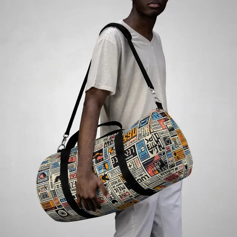 Newspaper Pattern Oxford Canvas Duffel Bag