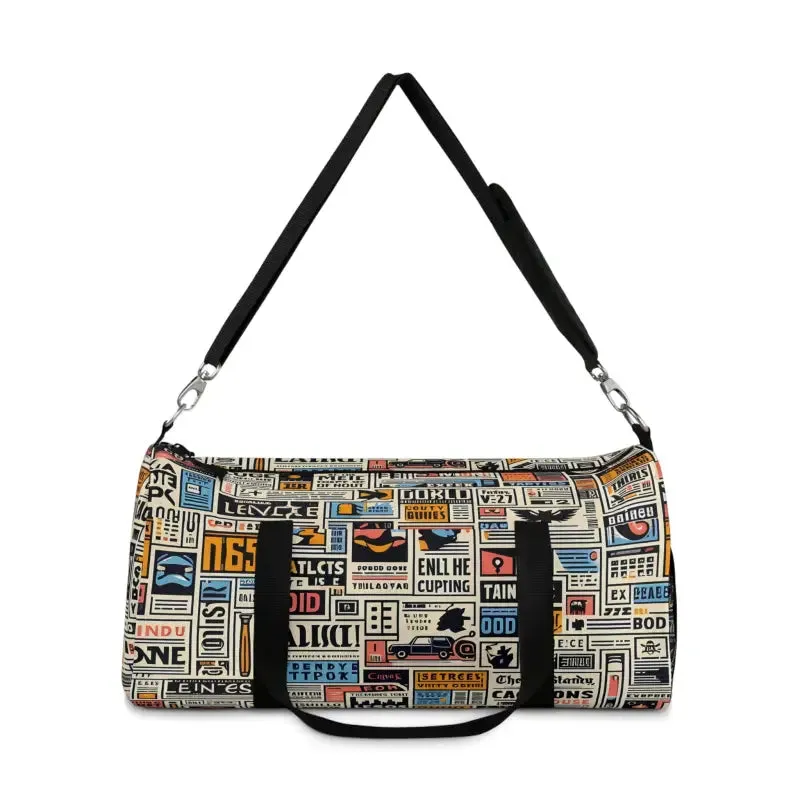 Newspaper Pattern Oxford Canvas Duffel Bag