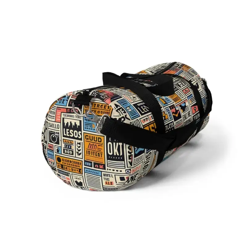 Newspaper Pattern Oxford Canvas Duffel Bag