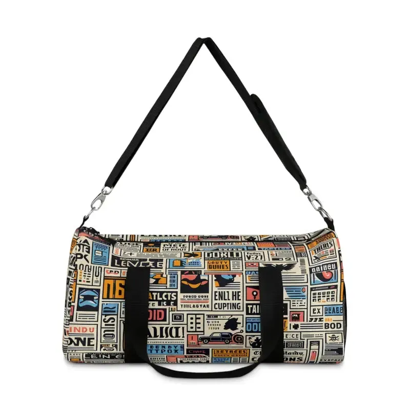 Newspaper Pattern Oxford Canvas Duffel Bag