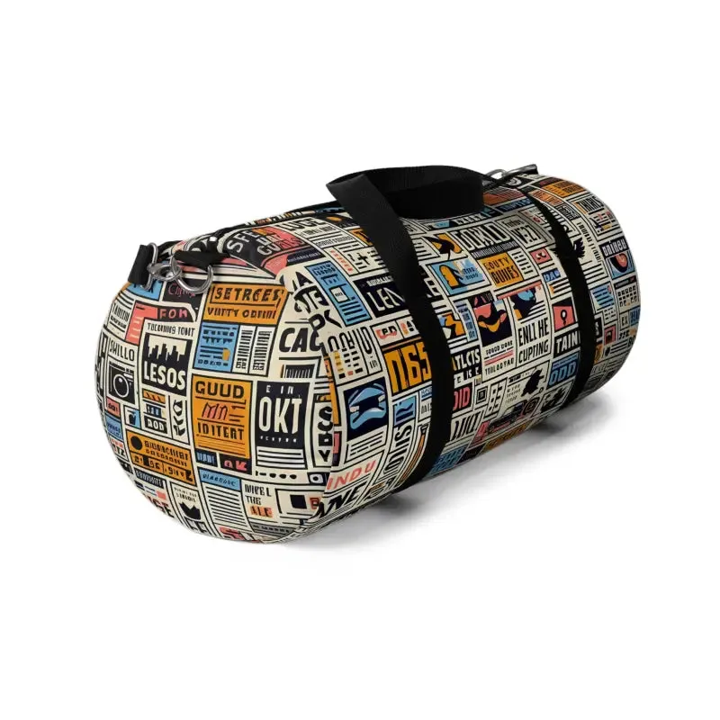 Newspaper Pattern Oxford Canvas Duffel Bag