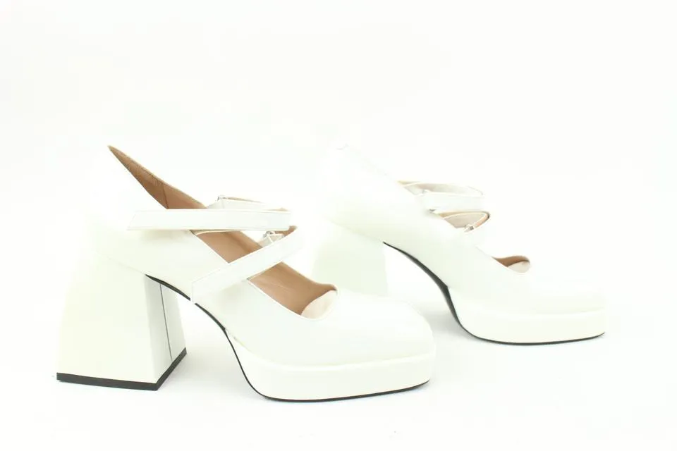 Nodaleto Size 40 Ceramic Patent Leather Bulla Babies Platforms 47n321s
