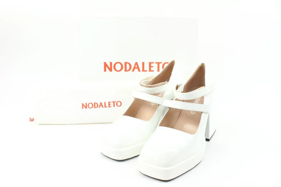 Nodaleto Size 40 Ceramic Patent Leather Bulla Babies Platforms 47n321s