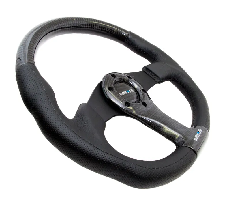 NRG ST-013CFBK 350mm Black Oval Carbon Fiber Steering Wheel