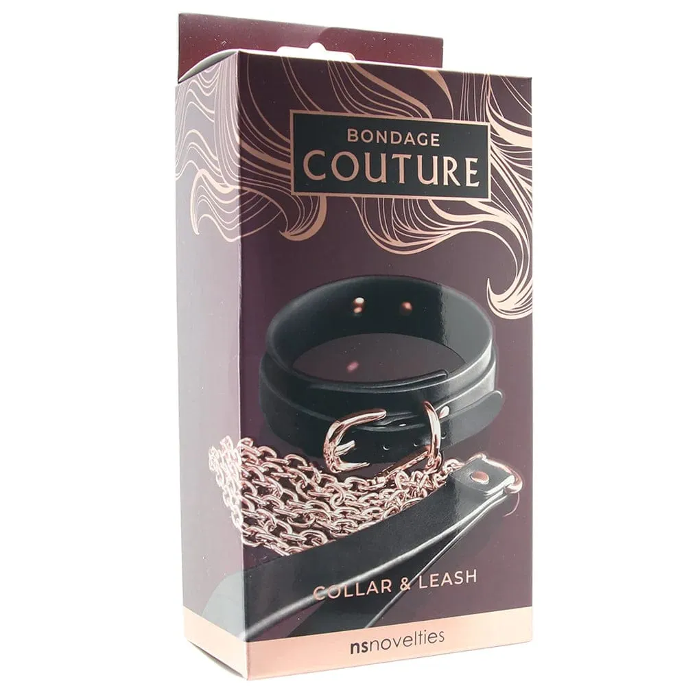 ns novelties Bondage Couture Collar & Leash in Rose Gold