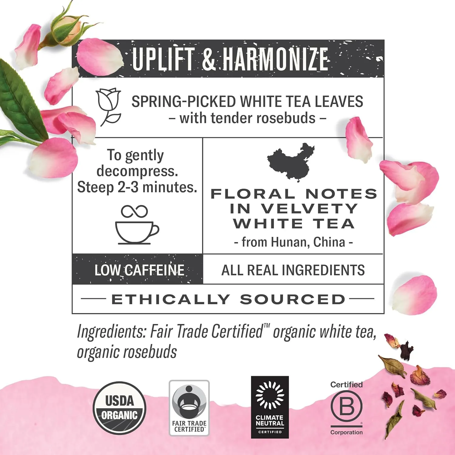 Numi, White Rose, 16 Non-GMO Tea Bags