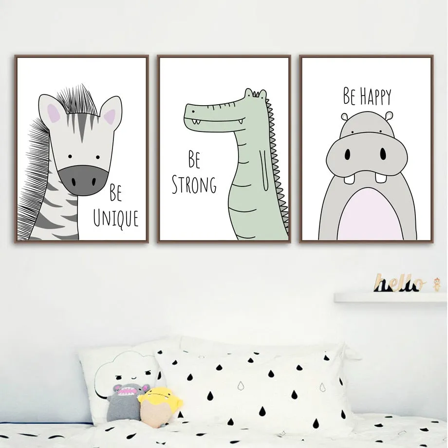 Nursery Wall Art Canvas Animal Paintings