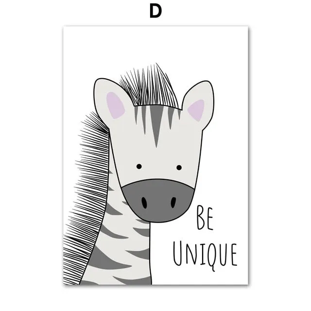 Nursery Wall Art Canvas Animal Paintings
