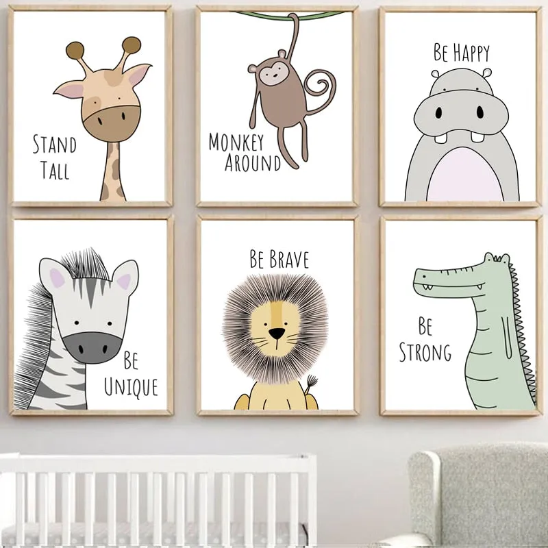 Nursery Wall Art Canvas Animal Paintings